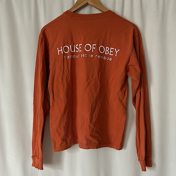 Obey Burnt Orange Butterflies Long Sleeve Shirt  Sweatshirt Top **Size XS** 🦋🦋 - Picture 2 of 5
